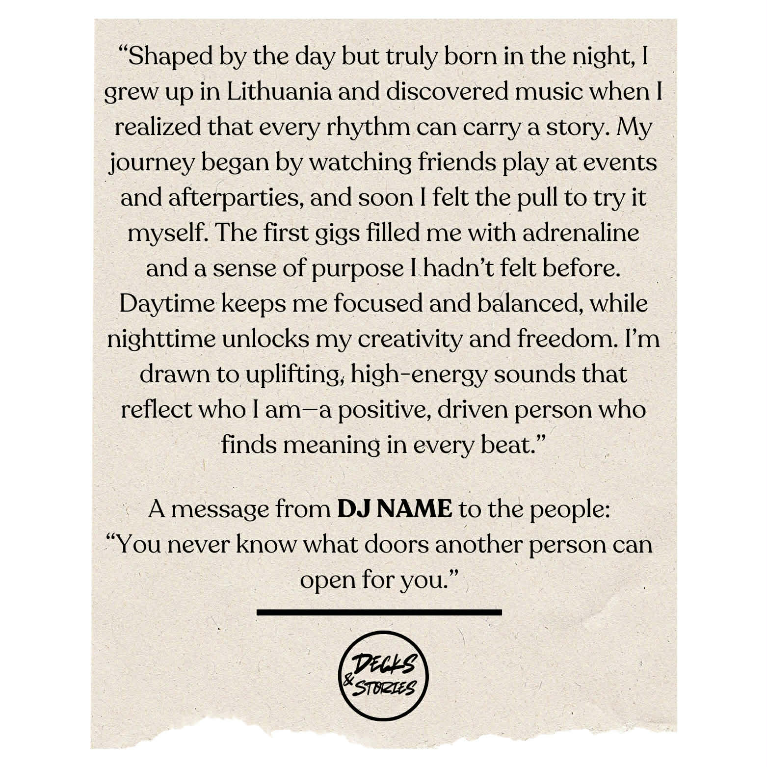 Example of a guest mix story letter