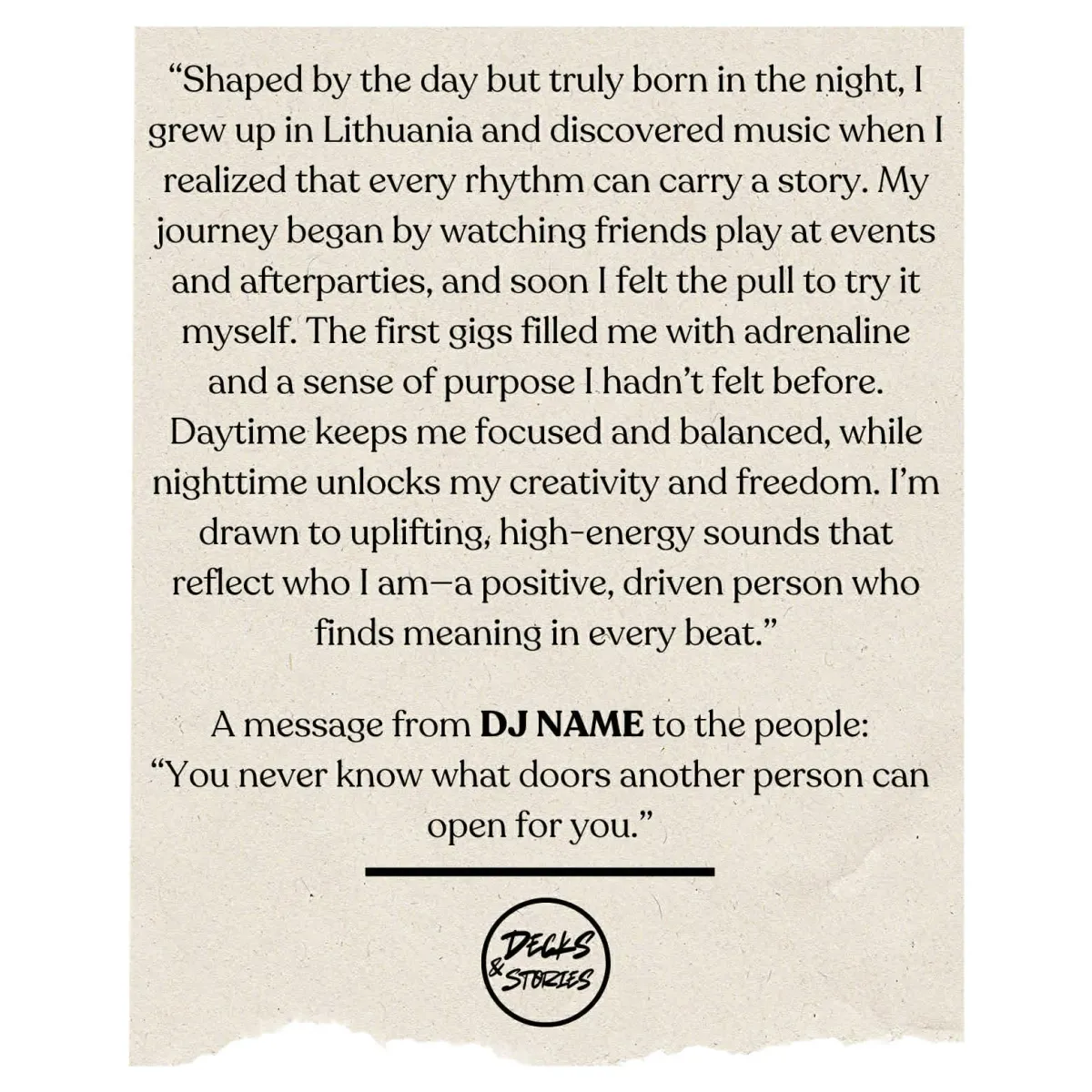 Example of a guest mix story letter